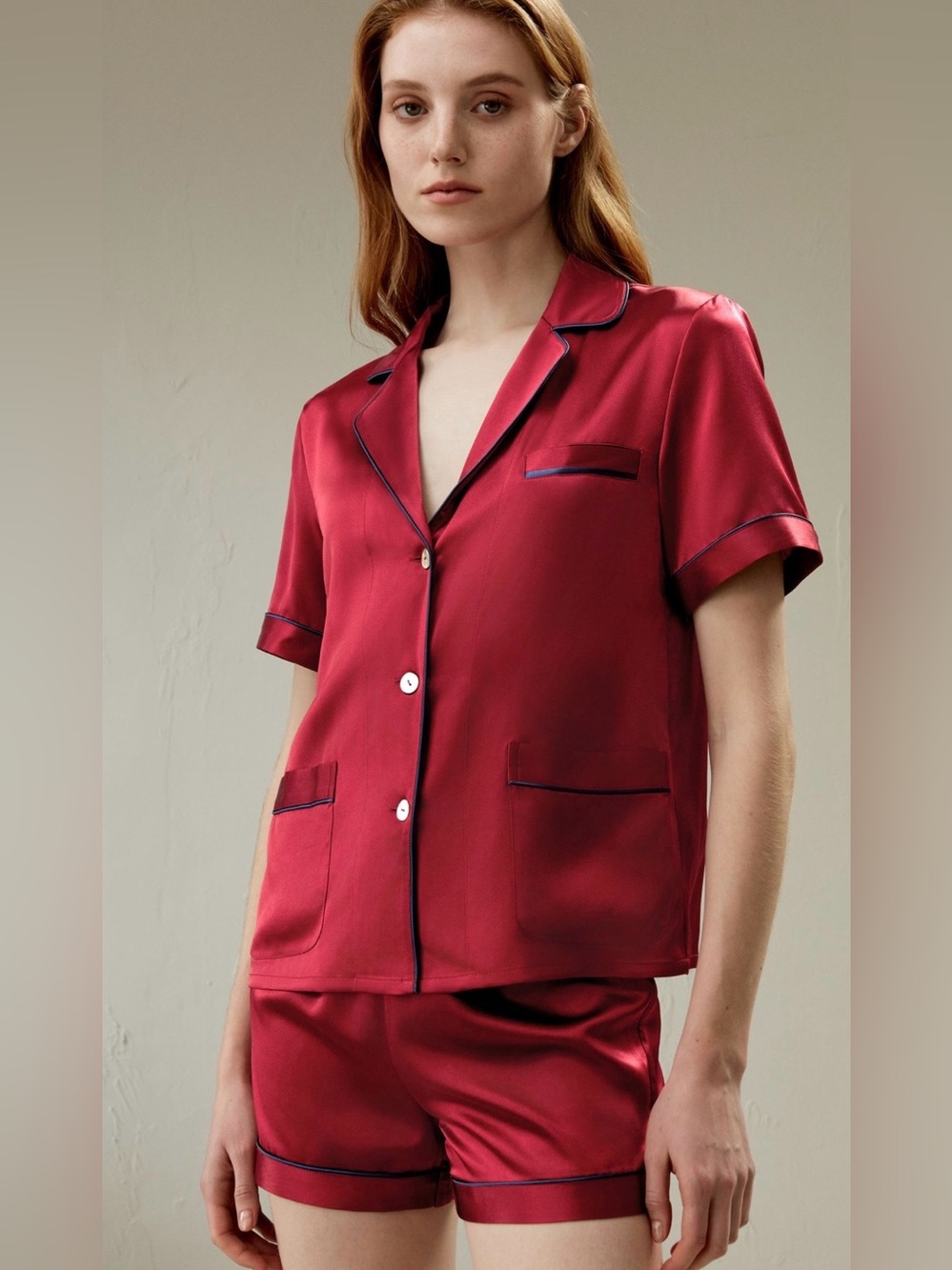 LILYSILK Mulberry Silk Pajama set  in Deep Red